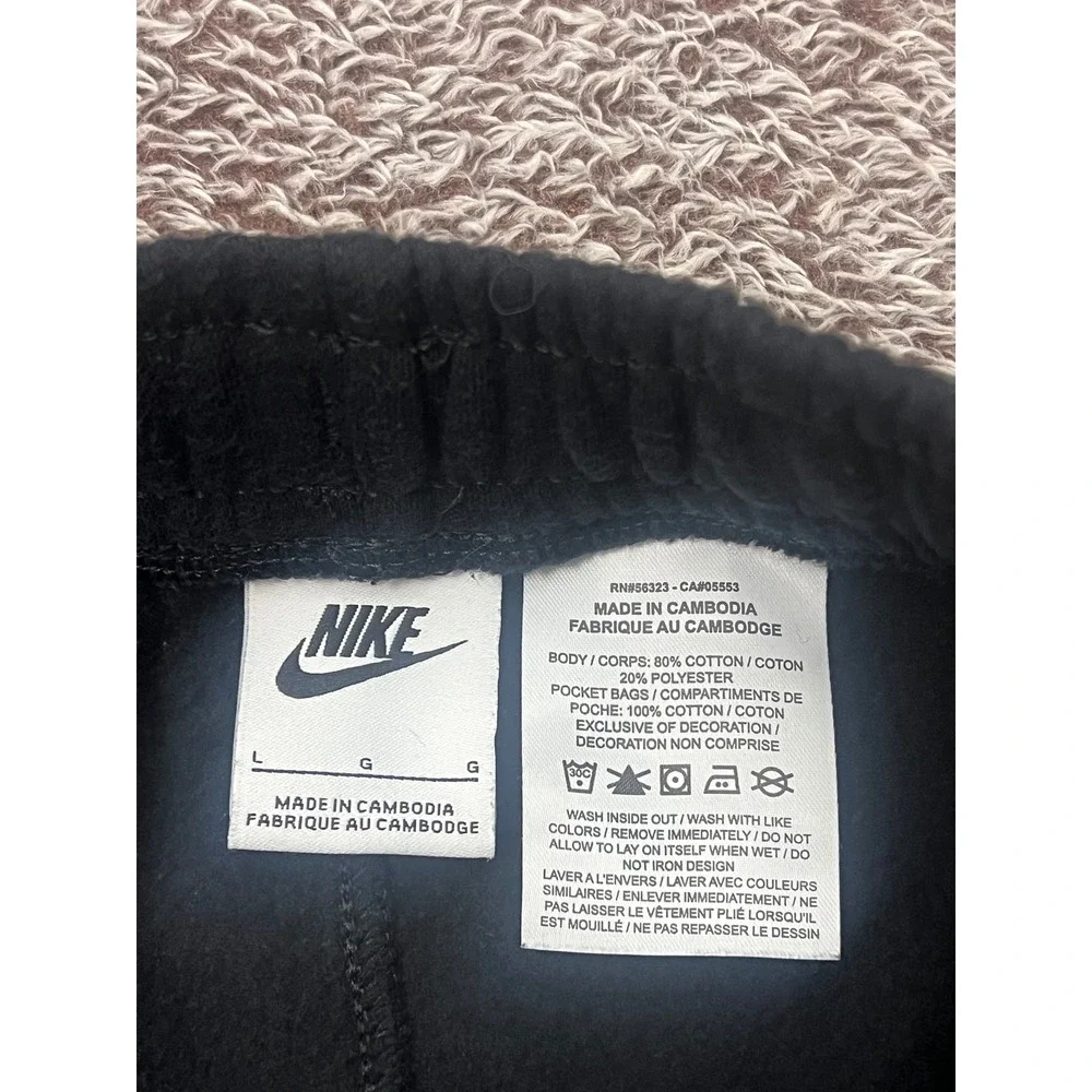 Nike Kids Youth L Black Fleece Jogger Sweatpants Big Logo Swoosh
